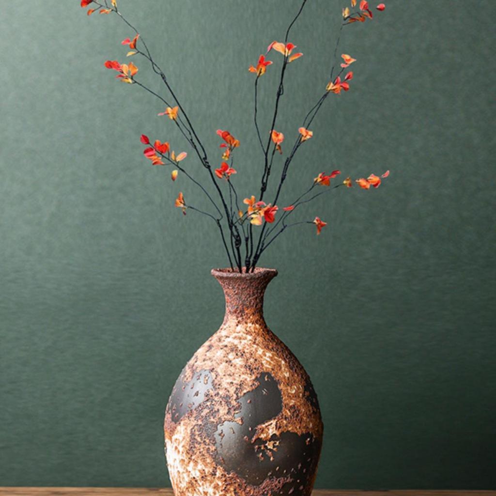 Wabi-Sabi Zen Style Mottled Retro Ceramic Vase - Mid-Century Nostalgic Pottery Jar