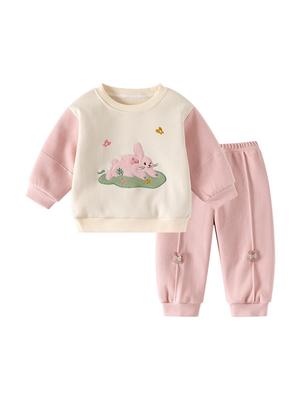 Girls' Autumn Two-Piece Cartoon Outfit - Stylish Baby Clothing Set for Outings