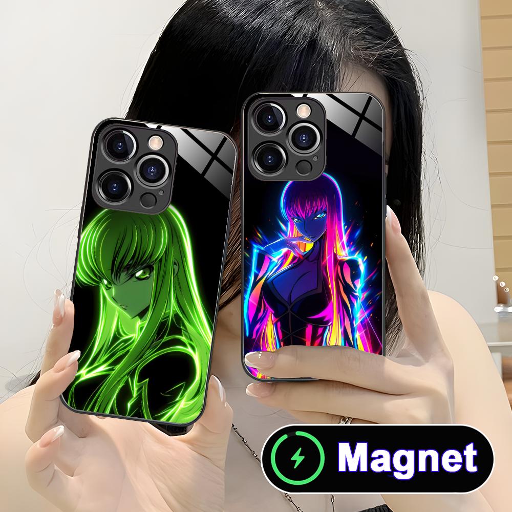 Anime Neon C.C Phone Case for iPhone 17 16 15 14 13 12 11 Air Pro Max Plus Mini Glass MagSafe Cover