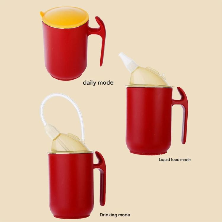 Tazza con Cannuccia Anti-Sversamento 400ml Manico Ergonomico Tazza da Bere Per Anziani Pazienti Allettati Lavabile in Lavastoviglie Acciaio