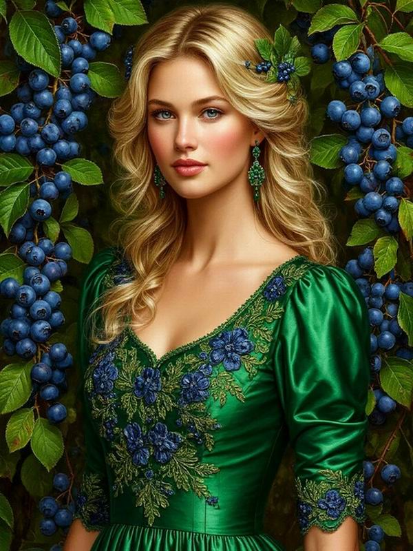 Diamond Painting New Collection Beautiful Woman and Blueberry Diy Full Square Round Drill Rhinestone Embroidery Sale Girl Mosaic Cross Stitch Kits