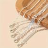 5Pcs Vintage Aesthetics Heart Chain Anklets Fashion Creative Airplane Chain Foot Chain Women's Boho Summer Beach Foot Jewelry