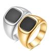 Vintage Geometric Square 12MM Diamond Set Stainless Steel Ring Ring with All Fashion Couples Jewelry Gift