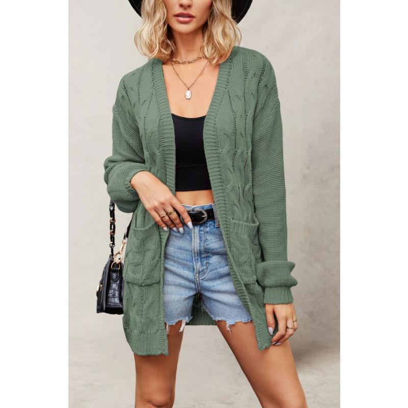 Winter Wind New Temu Hot-selling V-neck Twist Long-sleeved Loose Casual Sweater Jacket