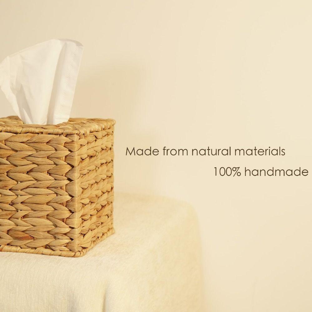 Natural Tissue Box Decorative Tissue Holder Durable Tissue Box Cover  for Living Room Bedroom