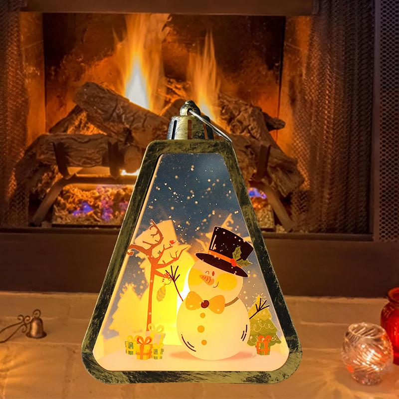 Christmas Retro Wind Lamp,Christmas Led Candle Holders,Snow Globe Lantern Santa Lighted Gifts,Winter Xmas Illuminated Ornament