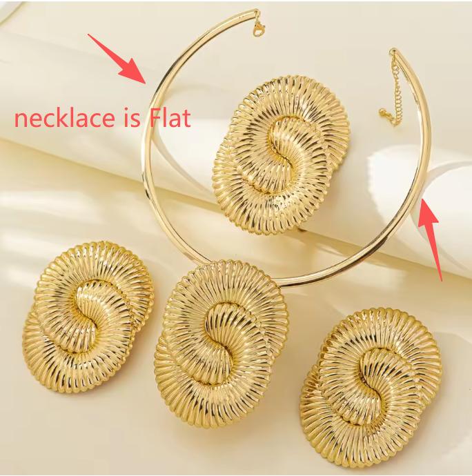 Trendy Exaggeration Bohemian Ocean Wind Party Geometric Sea Snail Symbol Necklace Earrings Bracelet Ring Set Jewelry Accessories