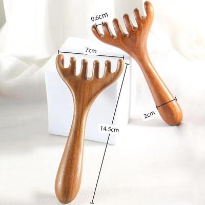 Goldseide Grünes Sandelholz Fünf-Finger Massagekamm mit Kugelspitzen - TikTok Stil