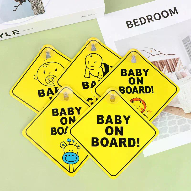 1Pcs Baby On Board Safety Sticker For Car Window Funny Yellow Warning Sign Decal Driving Accessories Removable Car Sticker