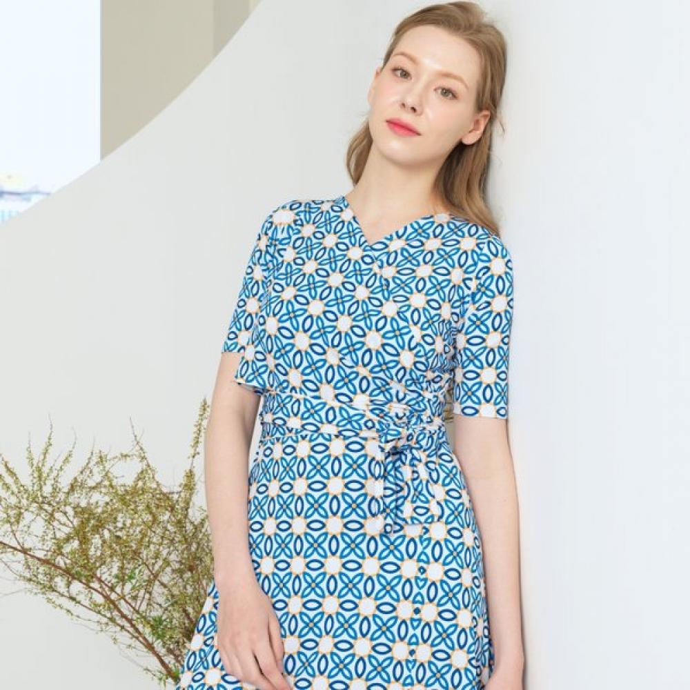 Lipbbam Creola Easy Corin Artwork Pattern Wrap Dress Ldm54bw01