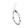 Lanț de telefon acrilic elegant, alb-negru, cu pandantiv pentru breloc, pentru femei