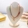 Colorful Dopamine Beaded Layered Necklace For Women Boho Heart Pendant OT Buckle Cuban Chain Chunky Choker Party Holiday Jewelry