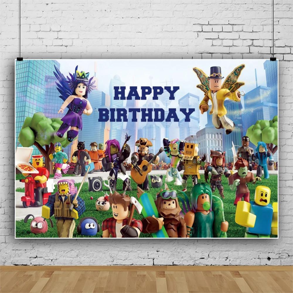 Hot Roblox Birthday Party Decor Game Balloons Disposable Tableware Backdrop For Kids Boy Party Supplies Baby Shower Toy Gifts