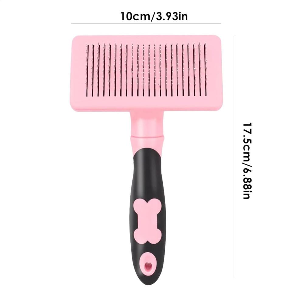 Dog Brush - Cat Massage Comb with Ergonomic Handle, Multifunctional Pet Grooming Tool for Long-Haired Dogs, Pink