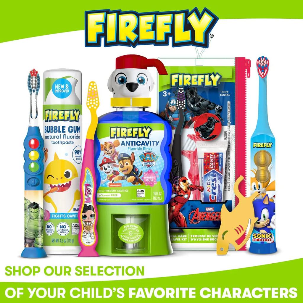 FIREFLY Clean Protect Sonic the Hedgehog Toothbrush with 3D Hygienic Premium Soft Grip Batteries Ages of N' Cover, Bristles, Non-Slip Handle,