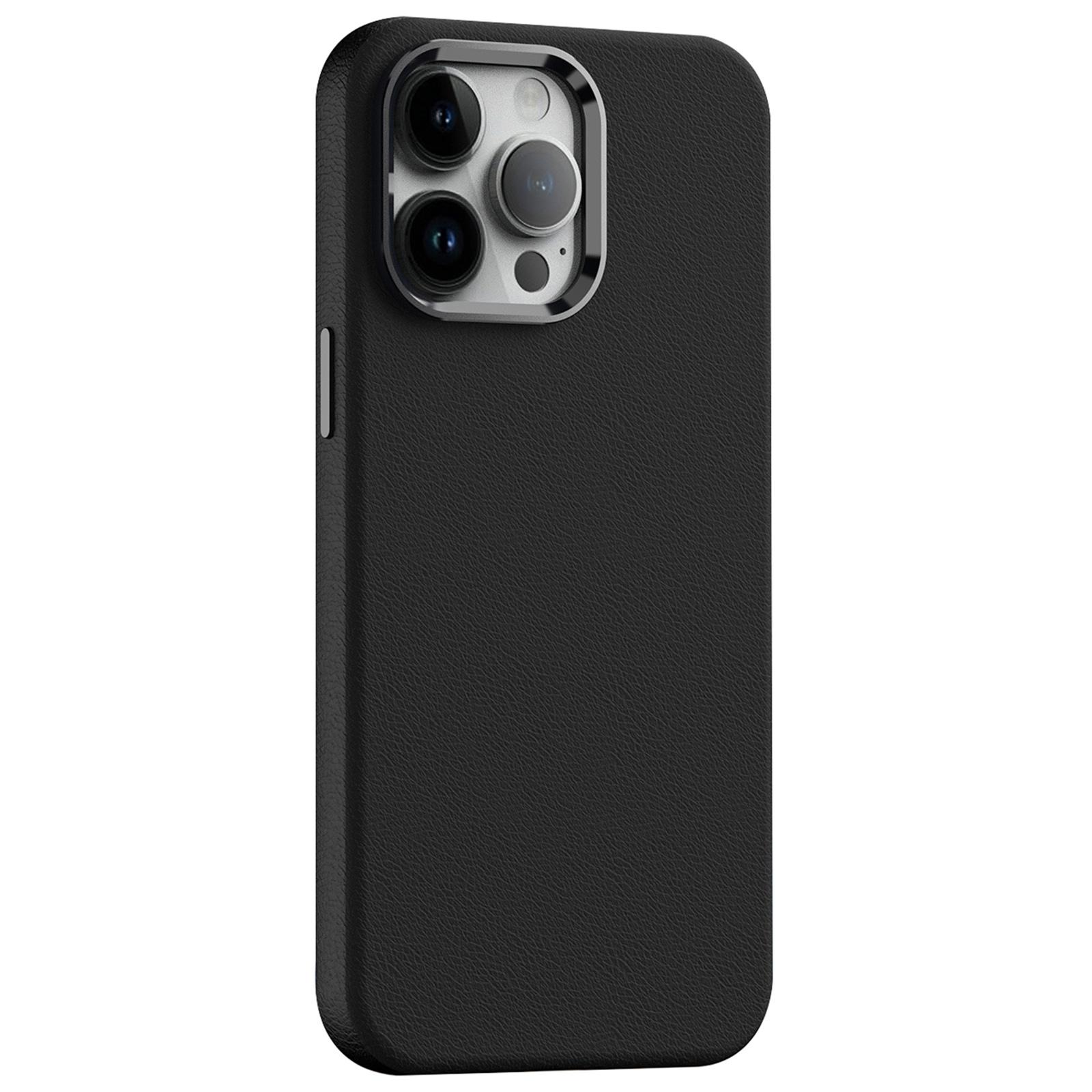 

For iPhone 14 Pro Max Anti-Drop Phone Case PC+PU Leather Magnetic Cell Phone Cover Black