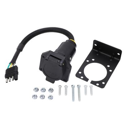 Adaptor Remorcă 4 Pini Plat la 7 Pini Rotund Conector Cablaj Lumini cu Suport de Montare pentru Vehicule Comerciale