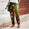 Women Multicolored Printing Pants Lace Up Elastic Waist Loose  Trousers Casual Long Pants Trousers with Pockets