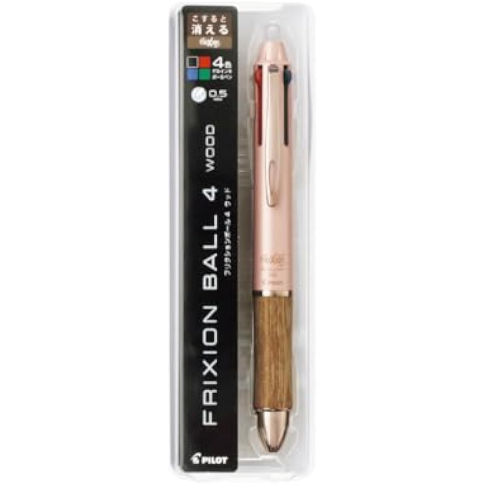 PILOT LKFB3SEFCP Multicolor Frixion Ball 4 Wood 0.5mm Coral Pink Ballpoint Pen