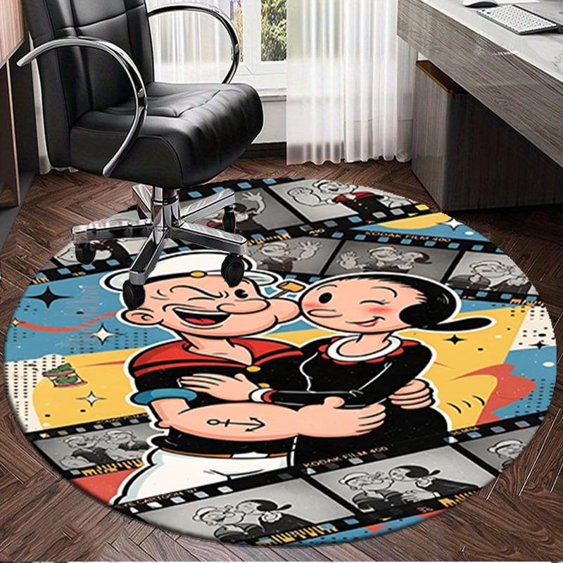 1PC Popeye's Strength Displayed Round Rug, Non-slip Chair Mat, Home Decor, Circle Carpet Perfect for Office, Bedroom, Living Room,Christmas Gift