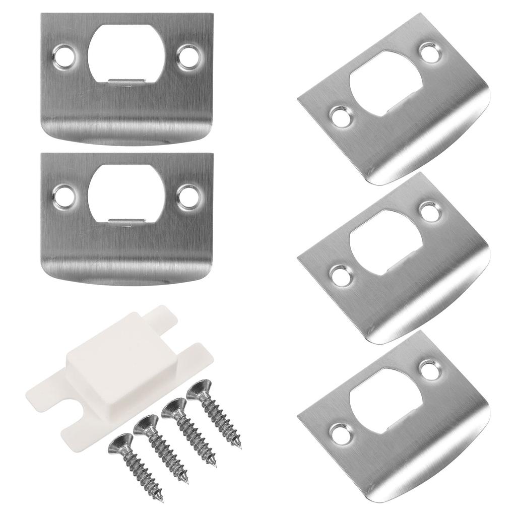 4 Sets Stainless Steel Door Strike Plate For Lock Guide Plate Cover Front Door Reinforcement With Screws Deadbolt Cover Door