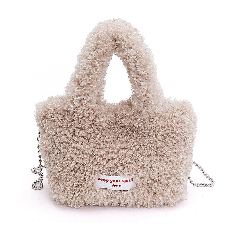 

2025 new autumn Korean casual imitation wool hand bag retro niche vegetable basket bag fashionable fluffy bag women