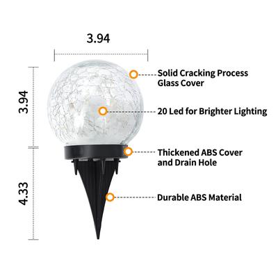 Guirlandes Lumineuses Globe Solaires Extérieures, Design Boule en Verre Craquelé Étanche pour Décoration de Jardin et Patio - Lumière Automatique le Soir