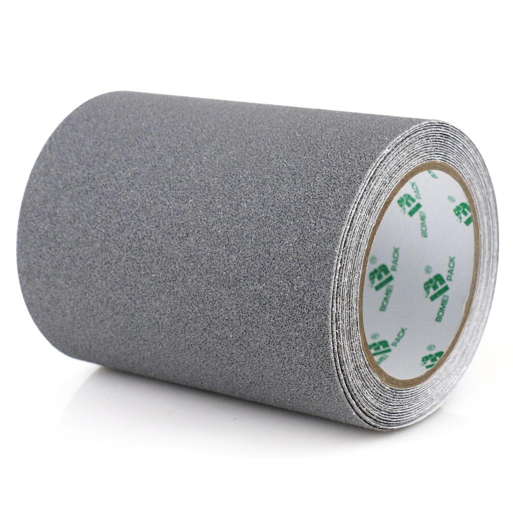 BOMEI PACK Gray Self-Adhesive Anti-Slip Tape Strips, 15cm X 5m Stair Tape Adhesive, High Traction, Ideal for Indoor and Outdoor Use