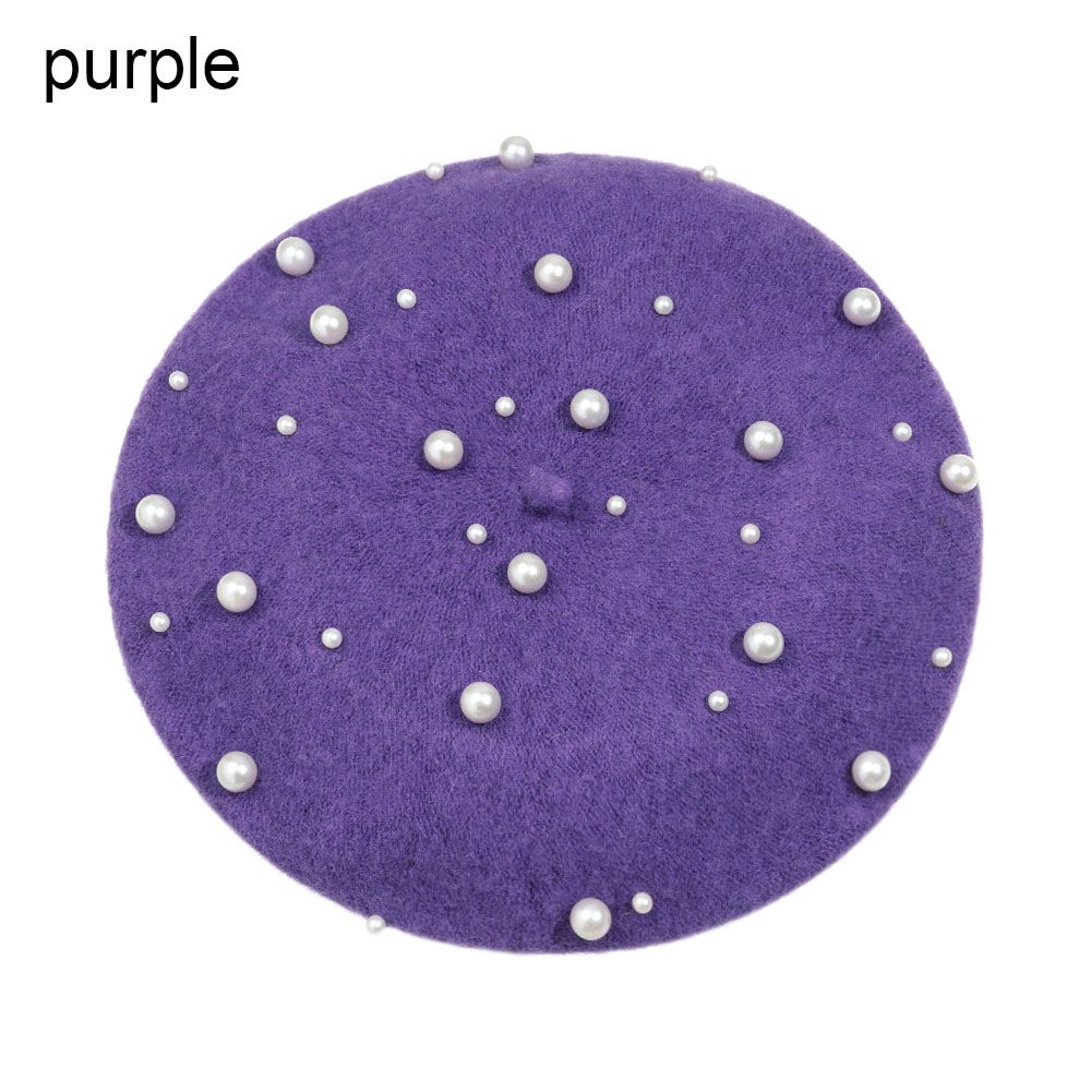 

Модная элегантная регулируемая винтажная шляпа-берет, французская кепка художника, теплая шерстяная шляпа художника фиолетовый