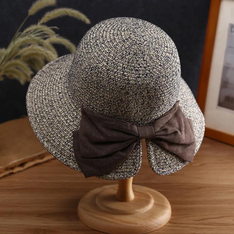 

WTEMPO Женские широкополые дорожные пляжные дышащие шляпы-банты, однотонные весенне-летние складные солнцезащитные шляпы 1pc кофейный