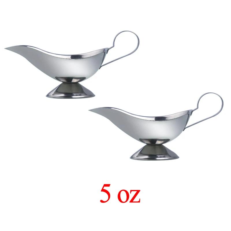 1 Pcs 3 5 8 Oz Silver Gravy Boats Beefsteak Gravy Sauce Boat Container Plate Tableware-in Gravy Boats for Home