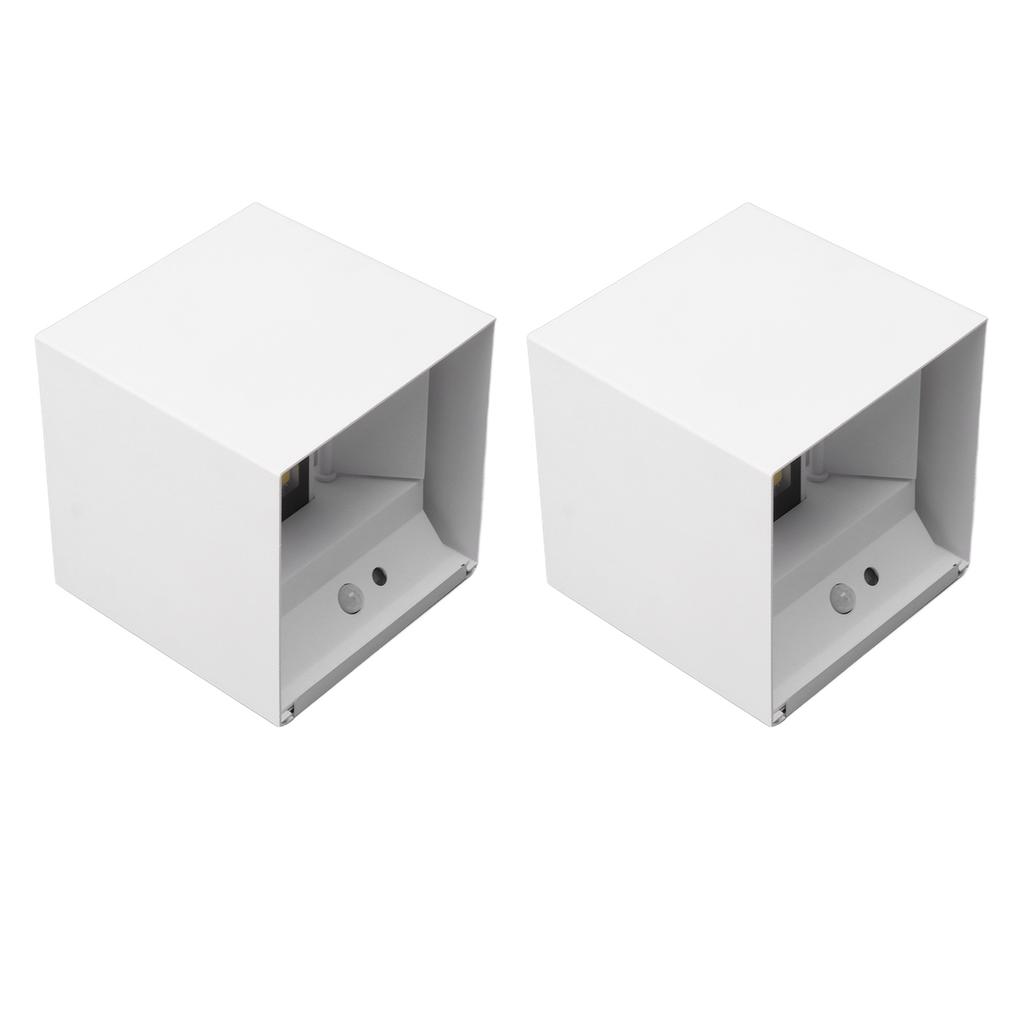 2er Set 6W LED Wandleuchte Magnetfuß Bewegungssensor Quadratisch Warmweiß Beleuchtung Oben und Unten Wand