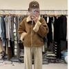 Women's Maillard Color Lambswool Cotton Padded Jacket - Short, Loose, Thick, warm, Fall/Winter Style