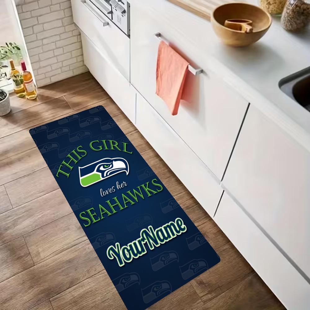 Seattle Seahawks Customize Your Name Kitchen Rug Runner Rug Laundry Mat Hallway Entryway The Best Gift Choice