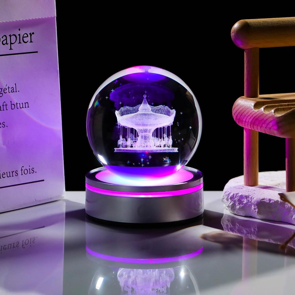 Kertari K9 Crystal Ball Merry-Go-Round 3D Snow Globe - Birthday Gift for Men, Girls, Women - Popular [Authentic] Cute Decor, Interior Decor, Stylish O