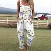VIONA Damen Ärmelloser Jumpsuit Sommer Boho Floral Weites Bein Lange Hose Strampler Damen Träger Große Größen Freizeit Locker Latzhose