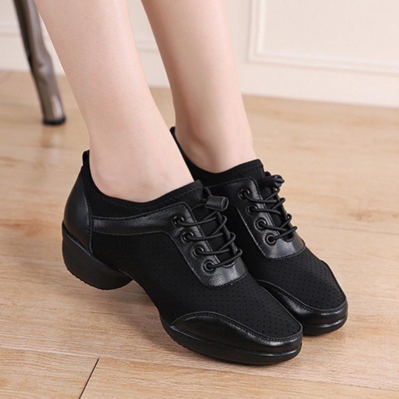 Skóra naturalna Siateczka Moda Buty do tańca Sportowe Damskie Buty jazzowe Miękka podeszwa Fitness Buty do biegania