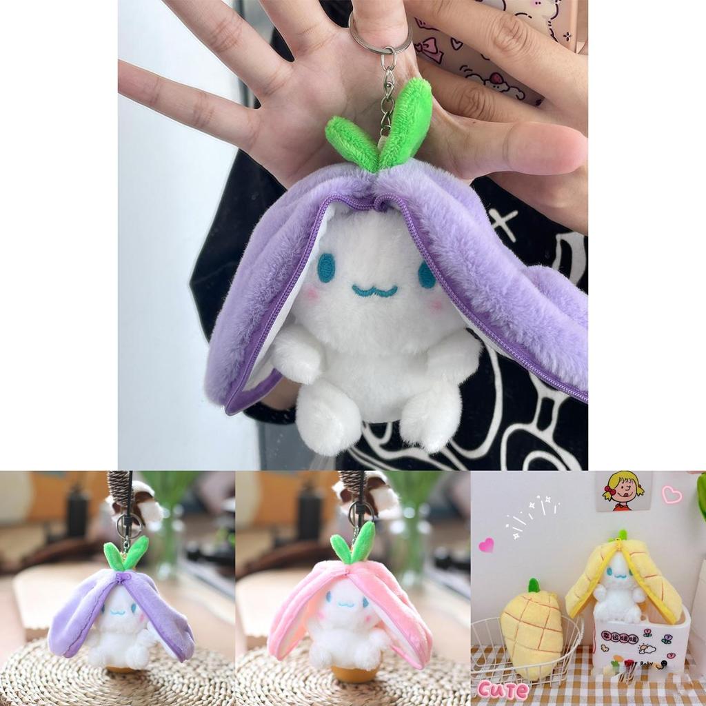 Adorable Fruity Rabbit Plush Keychain Cute Pineapple Grape Strawberry Carrot Dolls