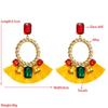 Women's Drop Earrings Exaggerate Colored Glass Tassel Earrings Temperament Geometric Hollow Earrings Ornaments