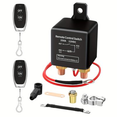 12V dálkový odpojovač baterie Kill Switch 250A Dálkový ovladač proti krádeži se dvěma dálkovými ovladači pro auto/nákladní automobily