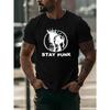 Stay Punk Men's Summer Short-sleeved T-shirts, Fashionable and Trendy Printed Men's Bottoming Shirts, Male Teenagers' Spring and Summer Round Neck