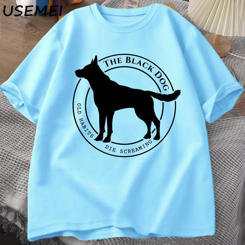 The Black Dog Old Habits Die Screaming T Shirt for Women Men Tortured Poets Department T-shirt Animal Dog Lover Tshirt Cotton