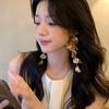 Golden Color Vintage Earrings Hollow Flower Tassel Earrings Elegant Hollow Earrings  Women Jewelry