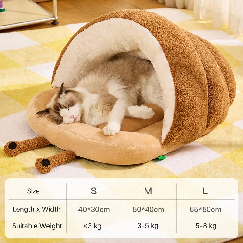 Niedliches Schnecken-Pantoffel-förmiges Katzenbett Höhle Halbgeschlossen Waschbarer Weicher Plüsch Haustier Schlafbetten für Kätzchen Winterbetten & Möbel