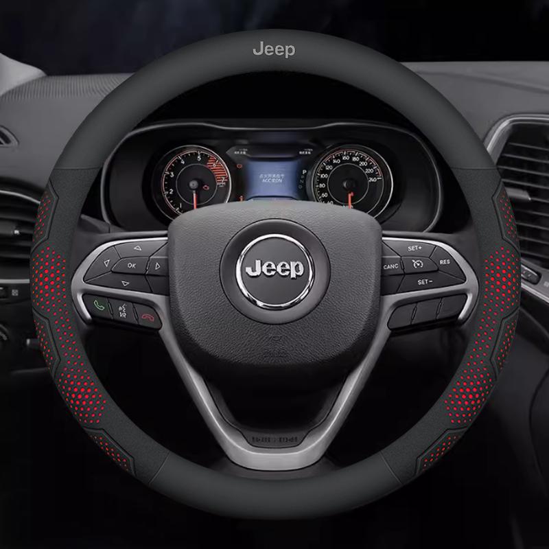 Car Carbon Fiber Leather AntiSlip Steering Wheel Cover Jeep Grand Cherokee Wrangler Renegade Patriot Commander Compass Gladiator
