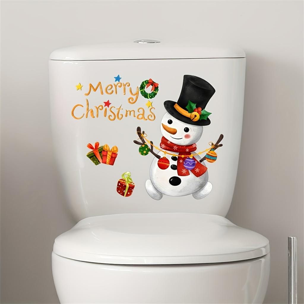 Christmas Toilet Seat Sticker, Toilet Stickers, Waterproof Vinyl Wall Art Sign Decor, Removable Decal Paper Decor Sticker For Toilet Restroom Bathroom