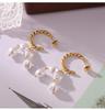 Bohemian Twist Faux Pearl Earrings: Elegant 18k Gold-Plated Titanium Steel Studs