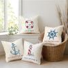 1/4pcs Nautical Coastal Throw Pillow Covers Navy Blue Anchor Lighthouse Lifebuoy Steering Wheel Decorative Cushion Cases