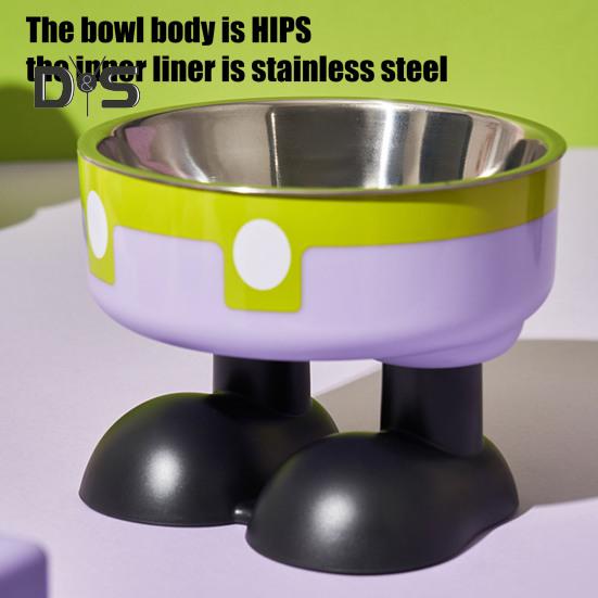 Elevated Cat Bowls Stainless Steel Pet Dish with Non-Slip Base Removable Pet Bowls for Food Water Wide Shallow Cat Dish