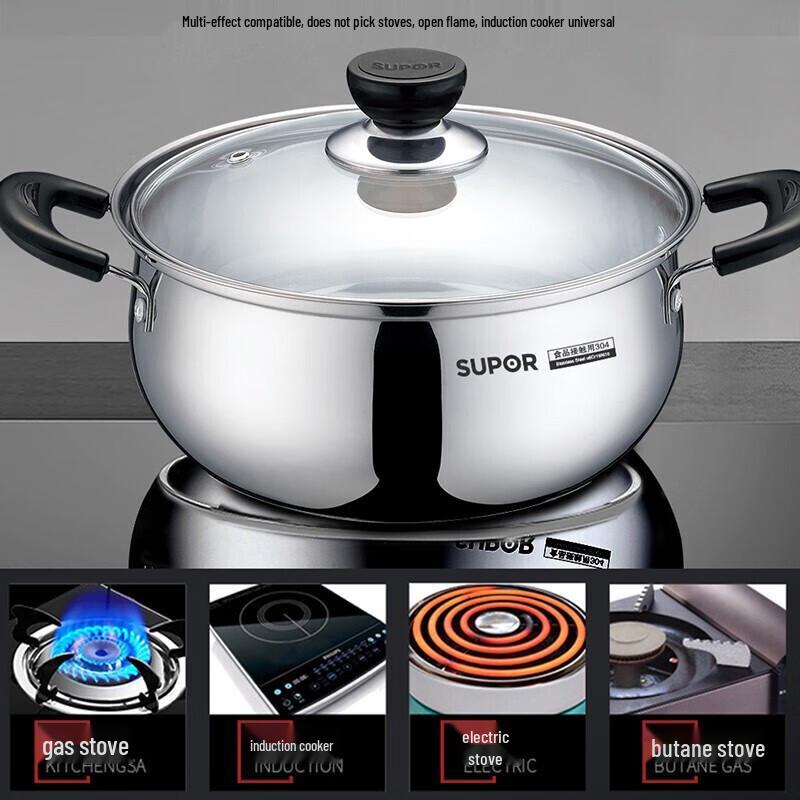 SUPOR 304 Stainless Steel Double-Layer Bottom Soup Pot